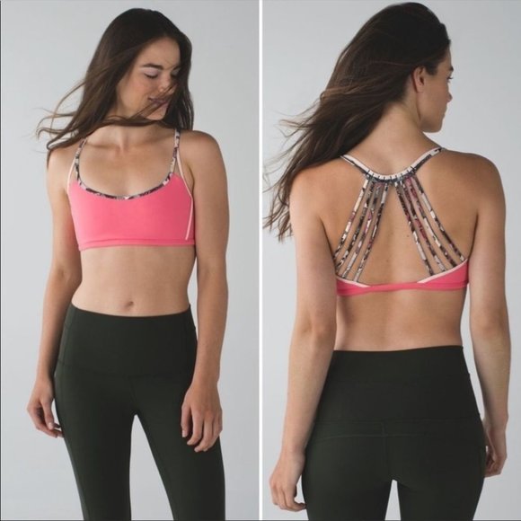 lululemon athletica Other - Lululemon Lighten Up Bra Strappy Back SportsBra Pink Lemonade